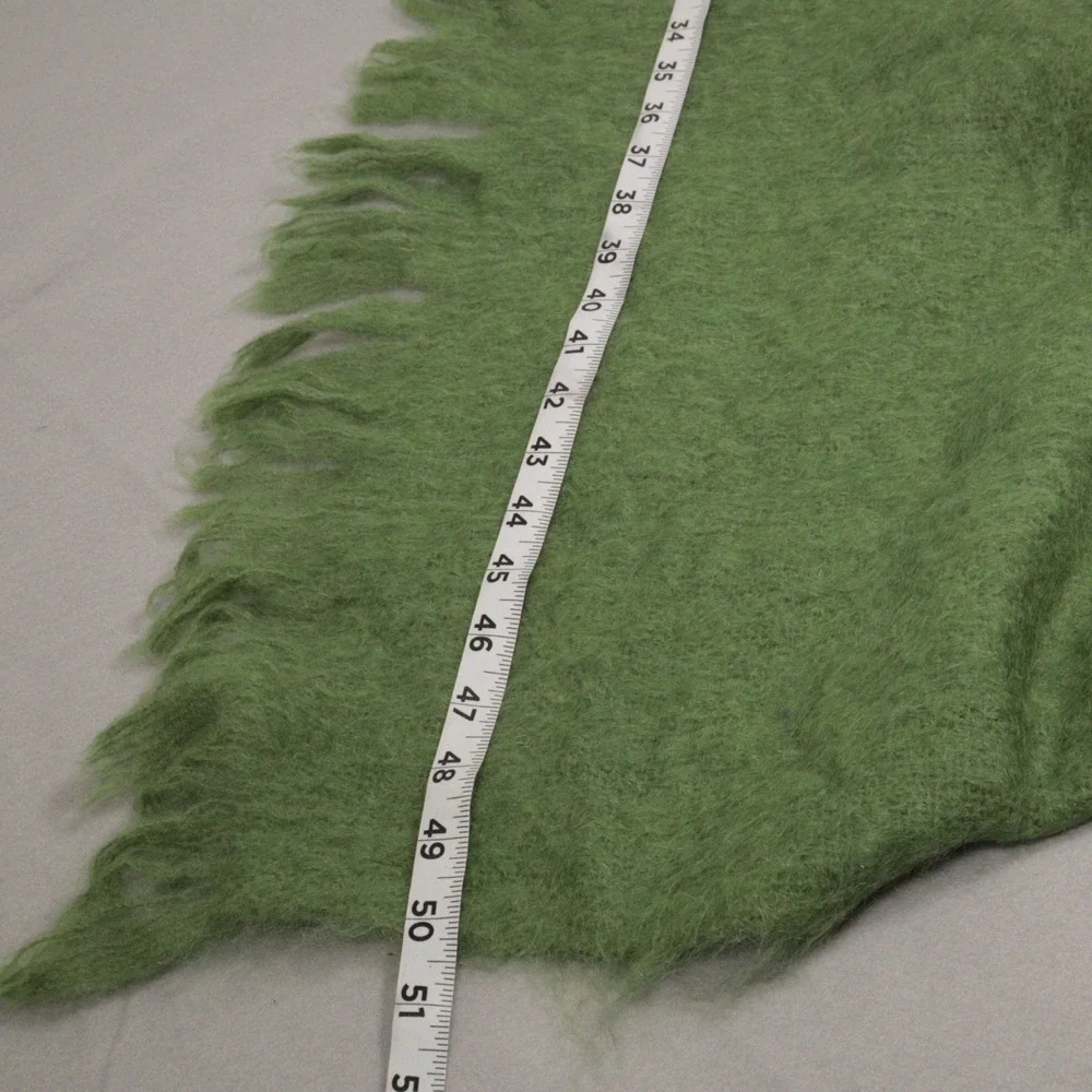 Vintage St Albans Pure Mohair Throw Blanket Fringe Green Australia  50
